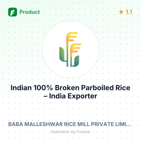 Indian 100% Broken Parboiled Rice – summary card, no photo uploaded yet