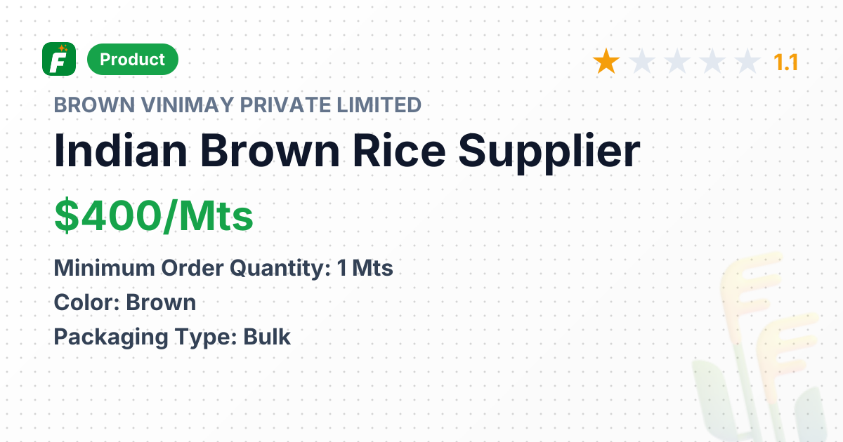 Indian Brown Rice (Non-Basmati) – product summary card, no photo uploaded yet
