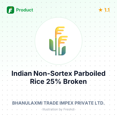 Indian Non-Sortex Parboiled Rice 25% Broken – summary card, no photo uploaded yet