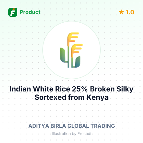 Indian White Rice 25% Broken Silky Sortexed – summary card, no photo uploaded yet