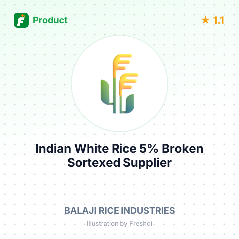 Indian White Rice 5% Broken, Sortexed – summary card, no photo uploaded yet