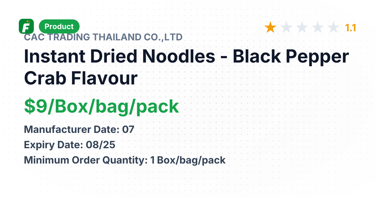 Instant Dried Noodles - Black Pepper Crab Flavour | Freshdi