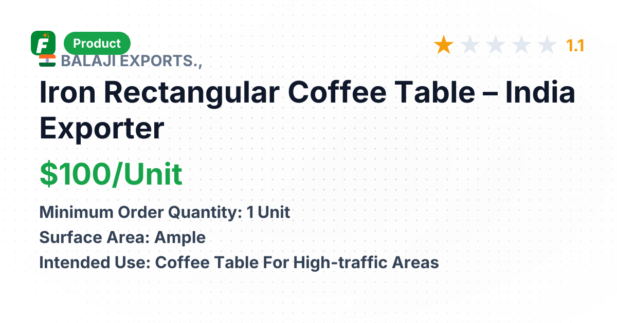 Iron Rectangular Coffee Table – product summary card, no photo uploaded yet