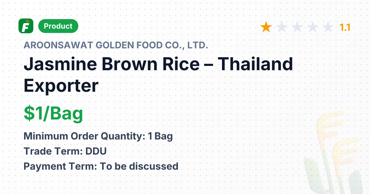 Jasmine Brown Rice – product summary card, no photo uploaded yet