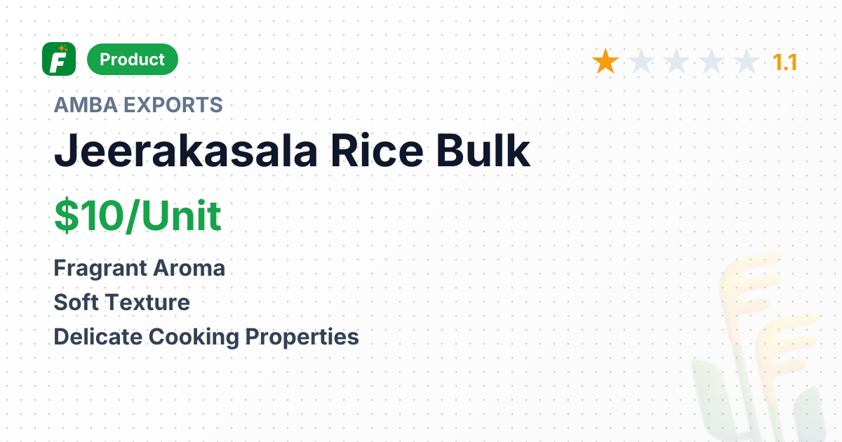 Jeerakasala Rice (Non Basmati) – product summary card, no photo uploaded yet