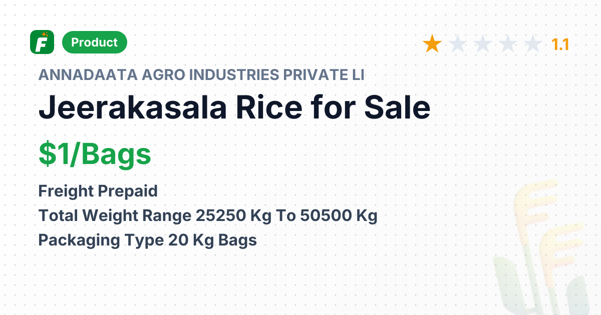 Jeerakasala Rice – product summary card, no photo uploaded yet