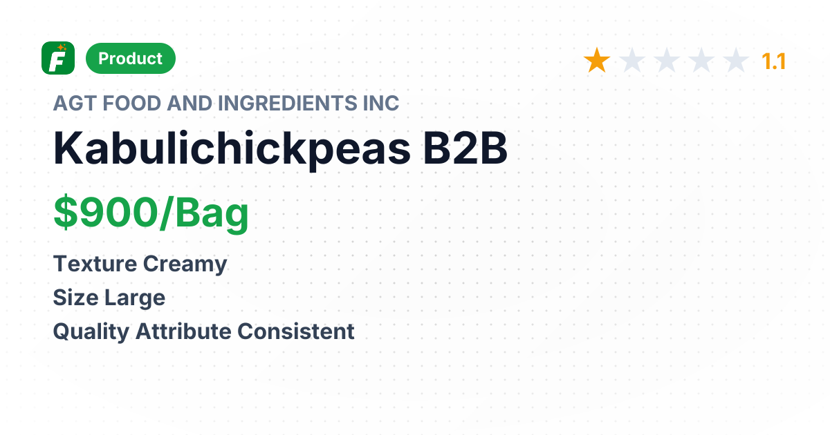 KABULI CHICKPEAS – product summary card, no photo uploaded yet