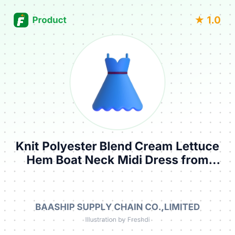 Knit Polyester Blend Cream Lettuce Hem Boat Neck Midi Dress – summary card, no photo uploaded yet