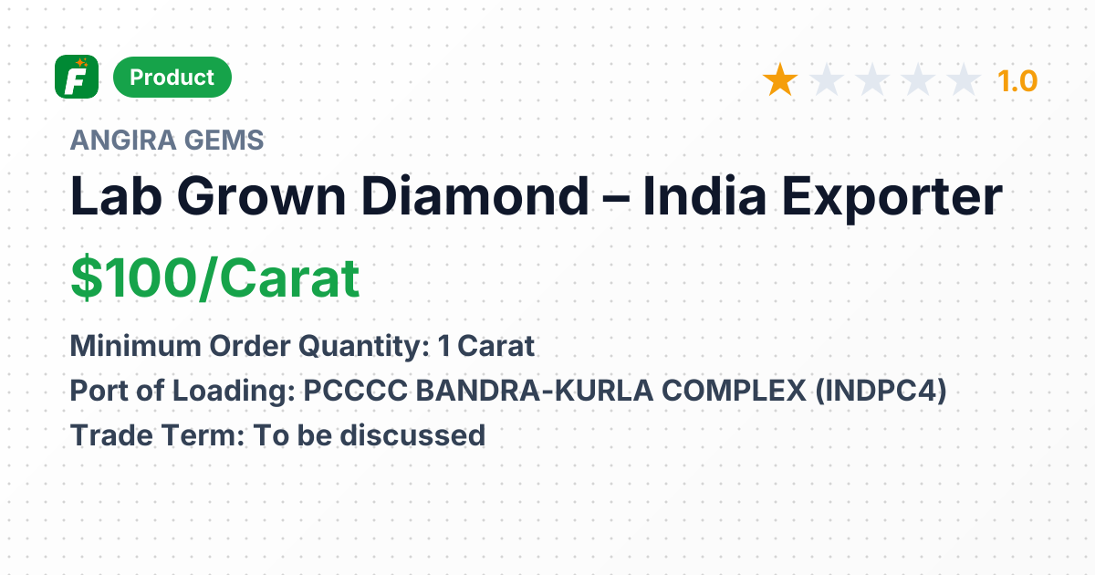 Lab Grown Diamond (Brilliant Cut) – product summary card, no photo uploaded yet