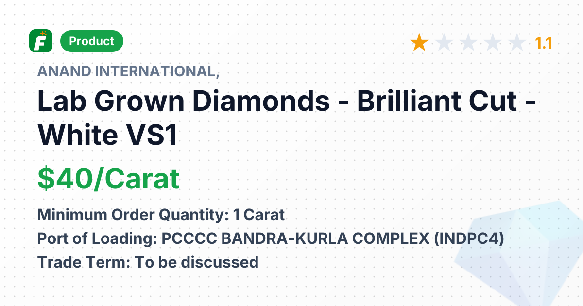 Lab Grown Diamonds - Brilliant Cut - White VS1 – product summary card, no photo uploaded yet