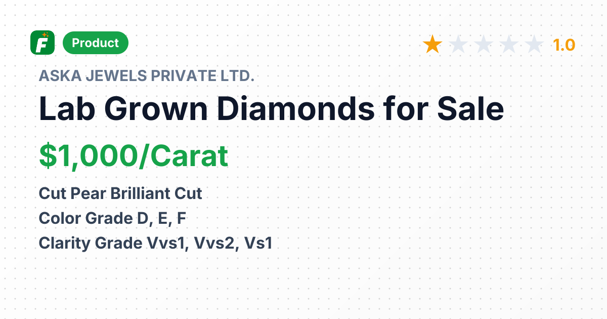 Lab Grown Diamonds Pear Brilliant Cut – product summary card, no photo uploaded yet