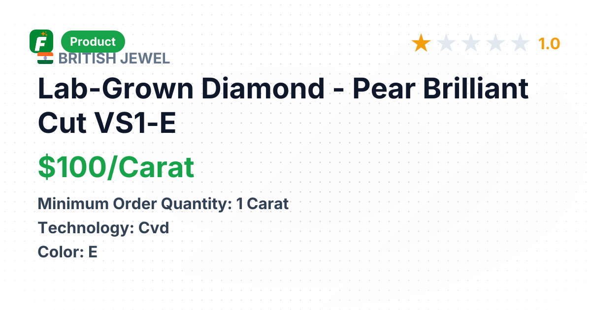 Lab-Grown Diamond - Pear Brilliant Cut VS1-E – product summary card, no photo uploaded yet