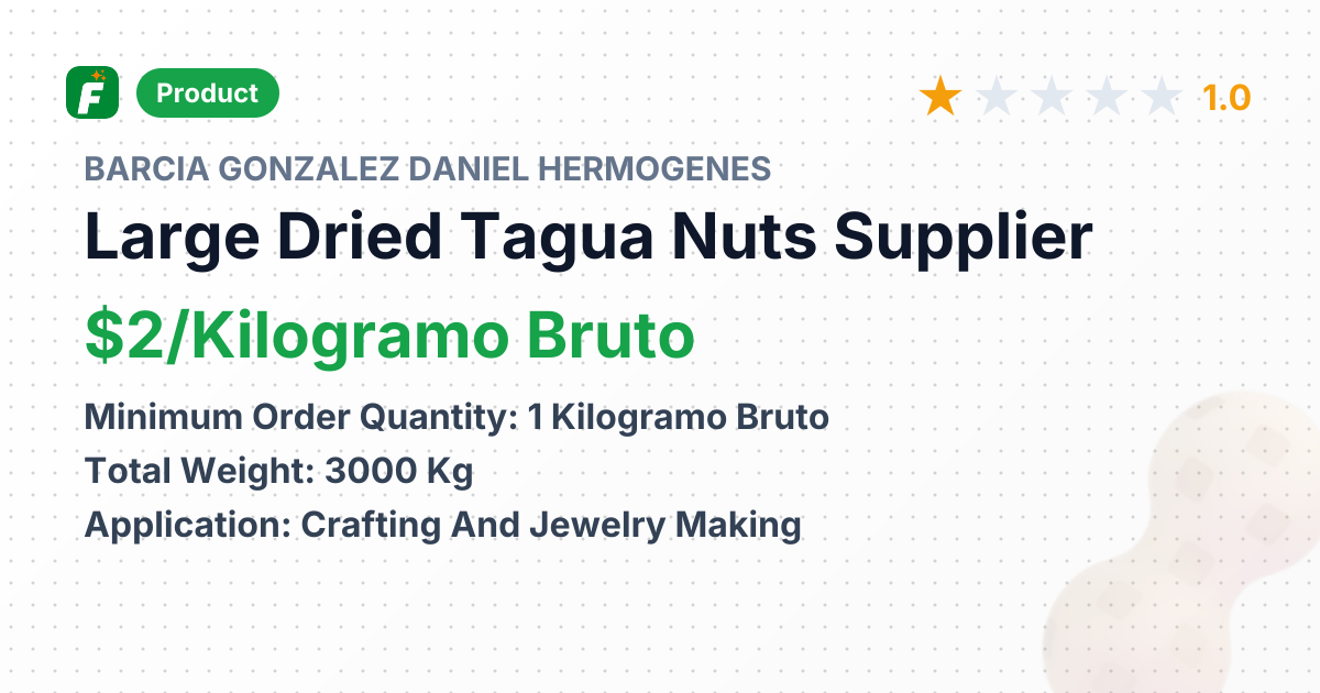 Large Dried Tagua Nuts – product summary card, no photo uploaded yet