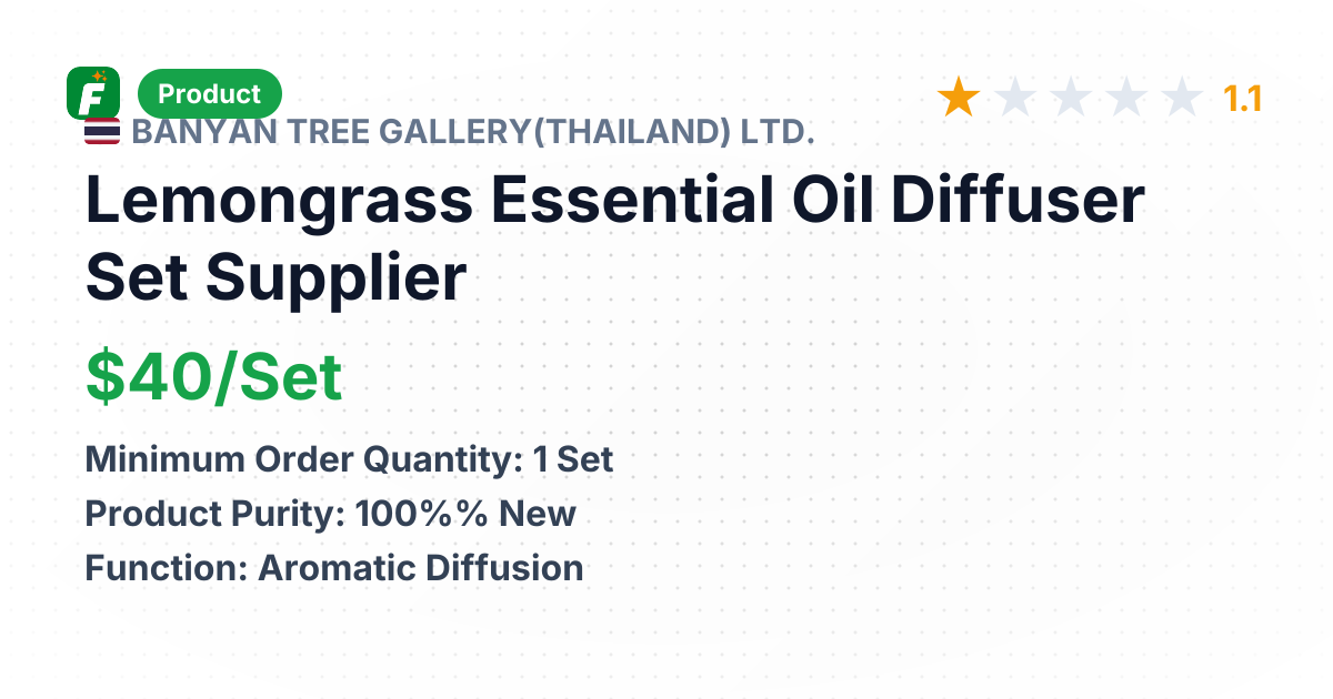 Lemongrass Essential Oil Diffuser Set – product summary card, no photo uploaded yet