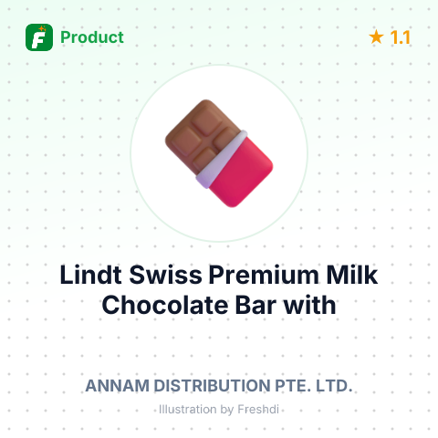 Lindt Swiss Premium Milk Chocolate Bar with Hazelnuts – product summary card, no photo uploaded yet