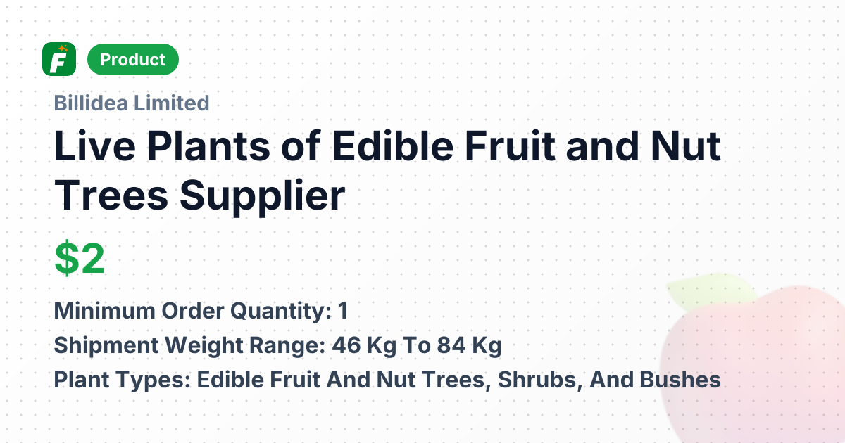 Live Plants of Edible Fruit and Nut Trees – product summary card, no photo uploaded yet