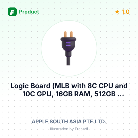 Logic Board (MLB with 8C CPU and 10C GPU, 16GB RAM, 512GB Storage) – summary card, no photo uploaded yet