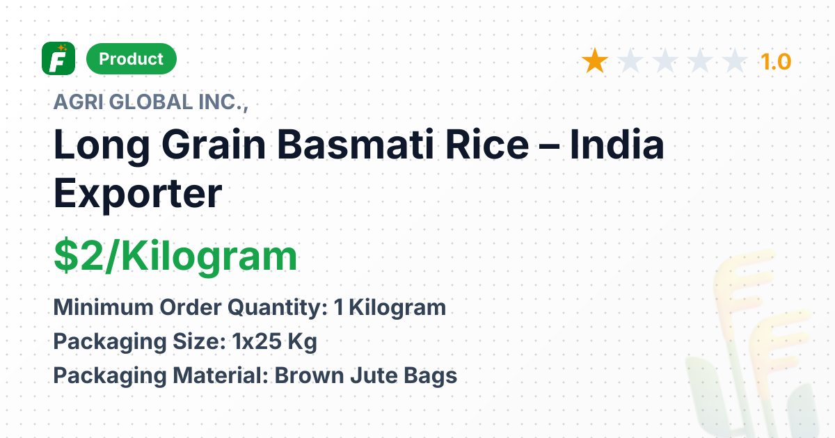 Long Grain Basmati Rice (Boiled) – product summary card, no photo uploaded yet