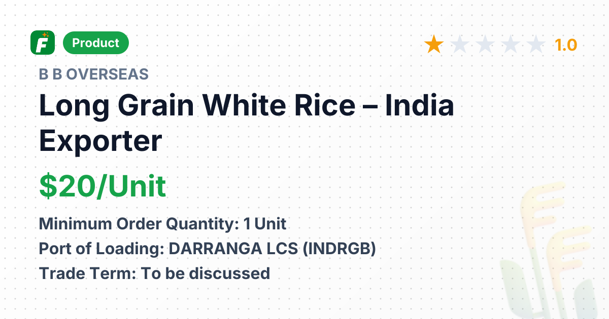 Long Grain White Rice – product summary card, no photo uploaded yet