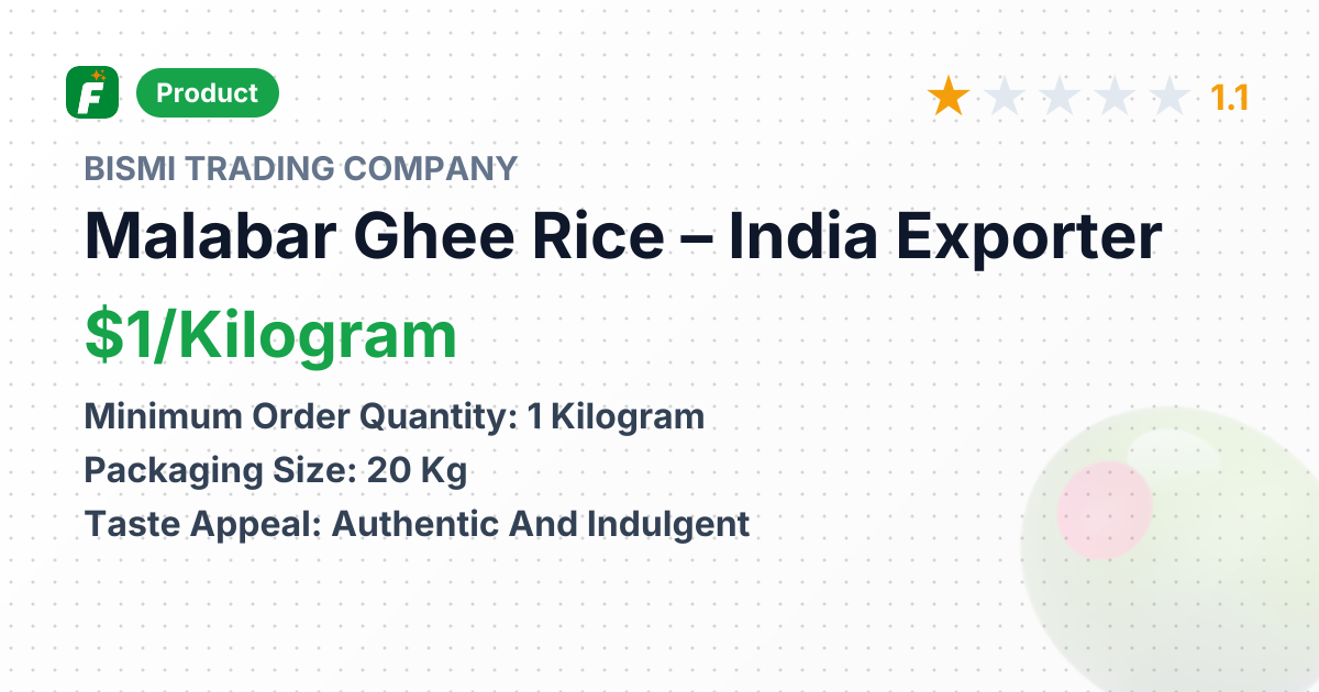 Malabar Ghee Rice – product summary card, no photo uploaded yet