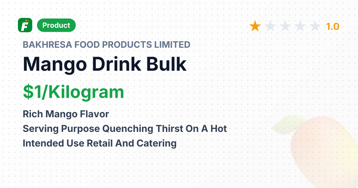 Mango Drink – product summary card, no photo uploaded yet