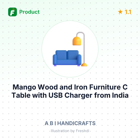 Mango Wood and Iron Furniture C Table with USB Charger – summary card, no photo uploaded yet