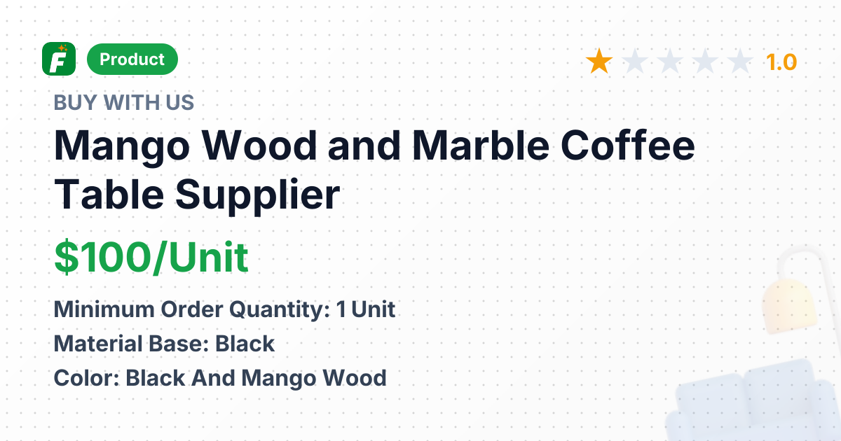 Mango Wood and Marble Coffee Table – product summary card, no photo uploaded yet