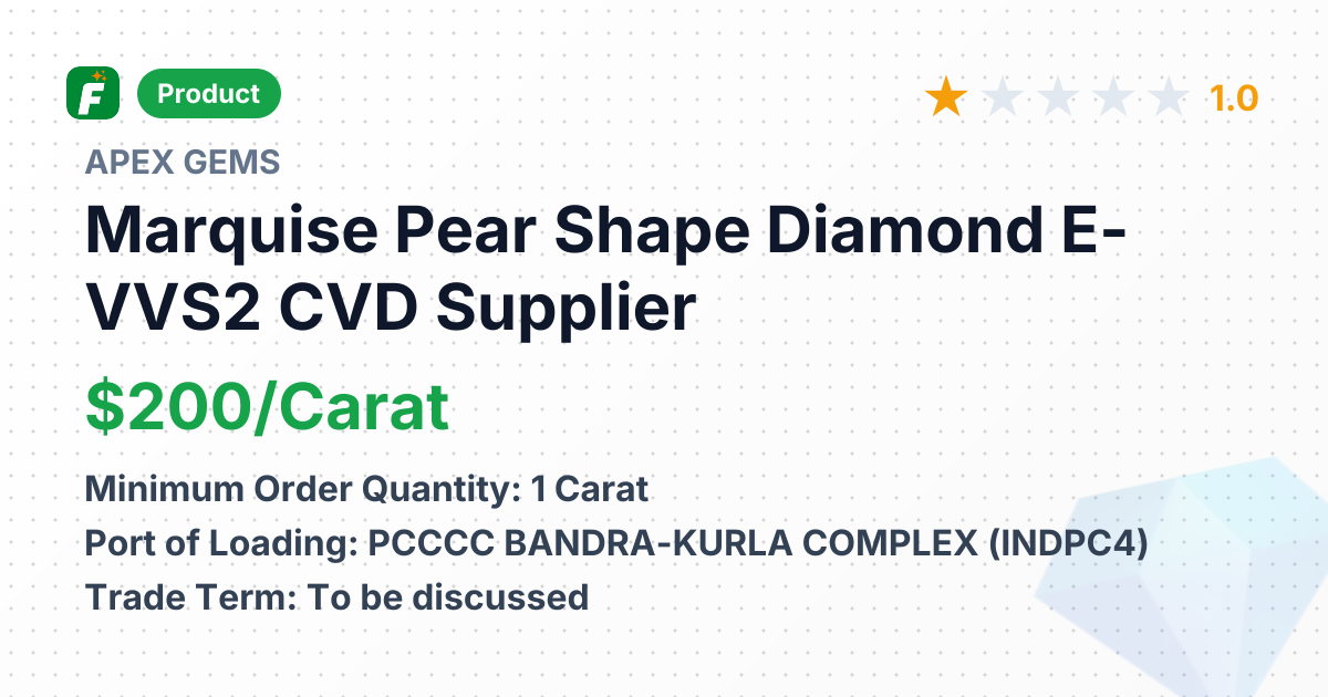 Marquise Pear Shape Diamond E-VVS2 CVD – product summary card, no photo uploaded yet