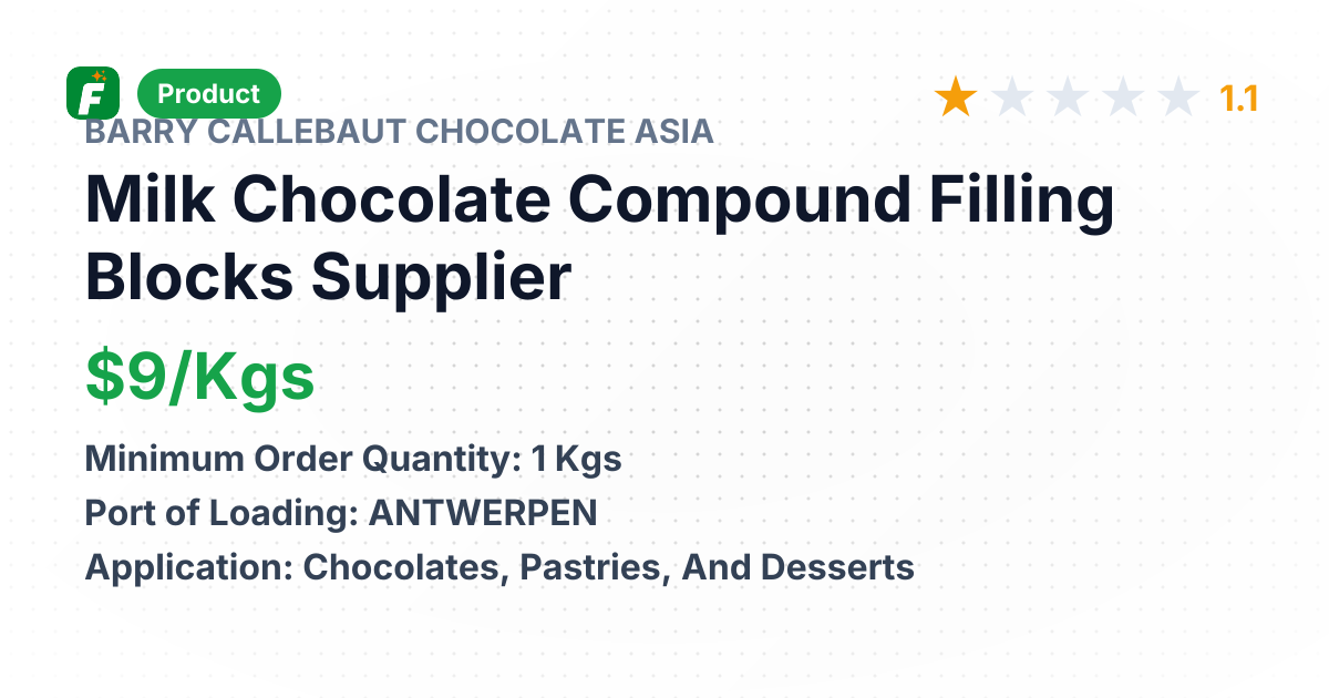 Milk Chocolate Compound Filling Blocks – product summary card, no photo uploaded yet