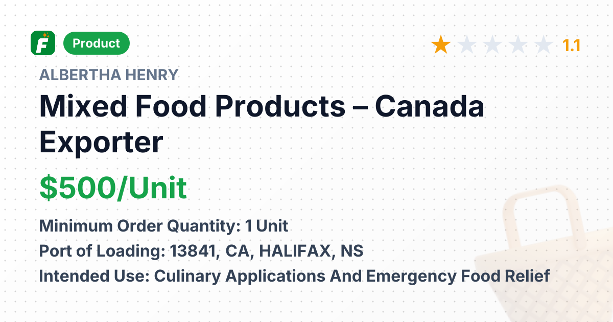 Mixed Food Products – product summary card, no photo uploaded yet