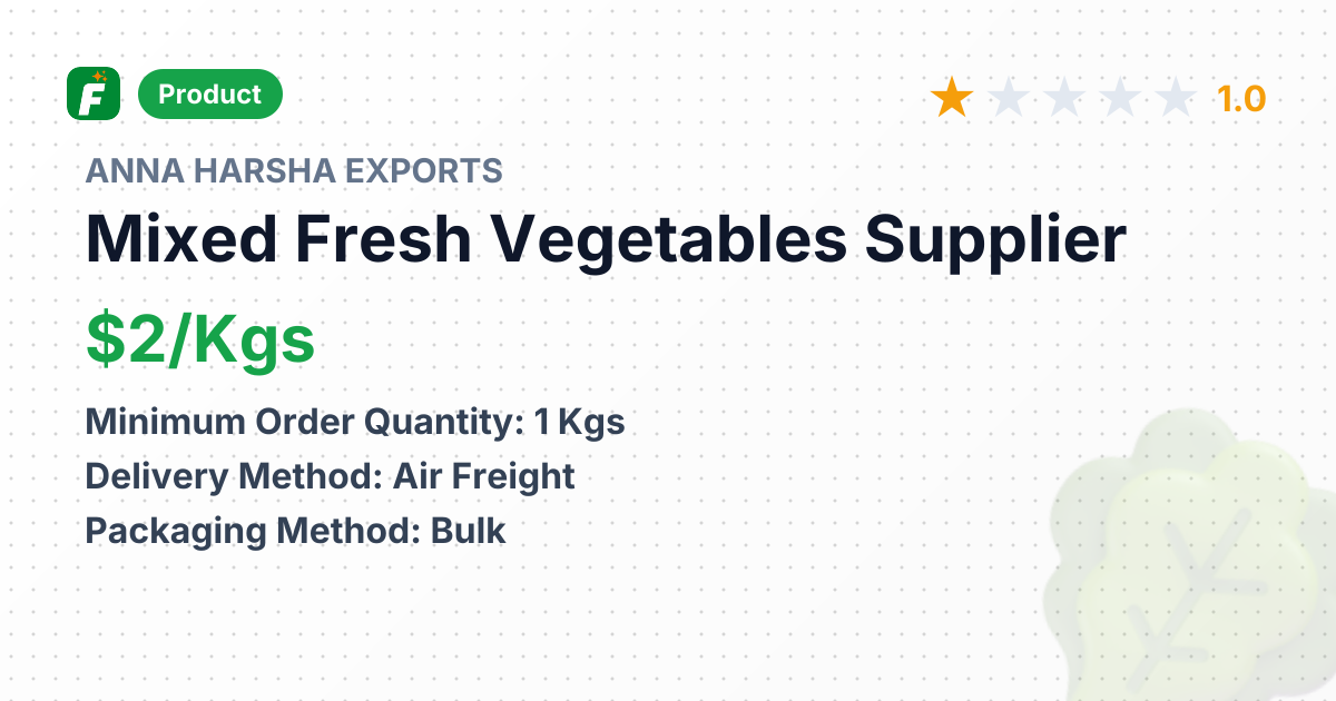 Mixed Fresh Vegetables – product summary card, no photo uploaded yet