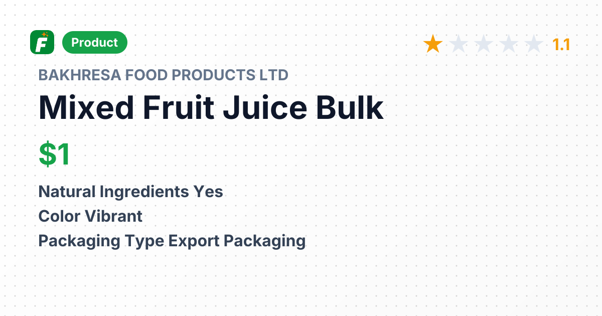 Mixed Fruit Juice Drinks – product summary card, no photo uploaded yet