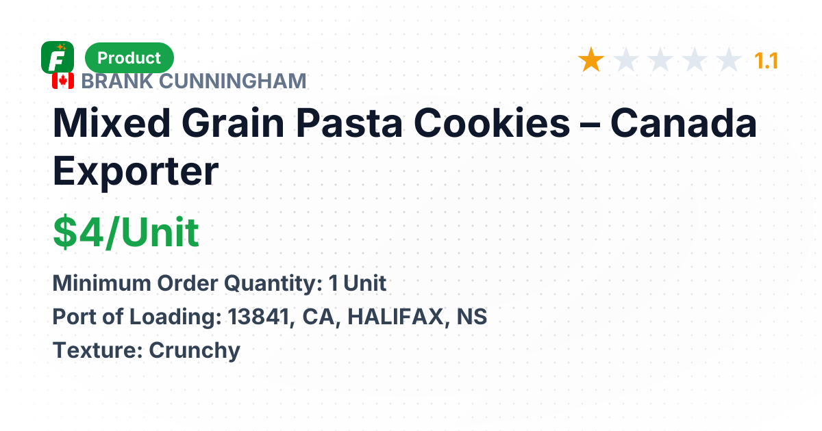 Mixed Grain Pasta Cookies – product summary card, no photo uploaded yet