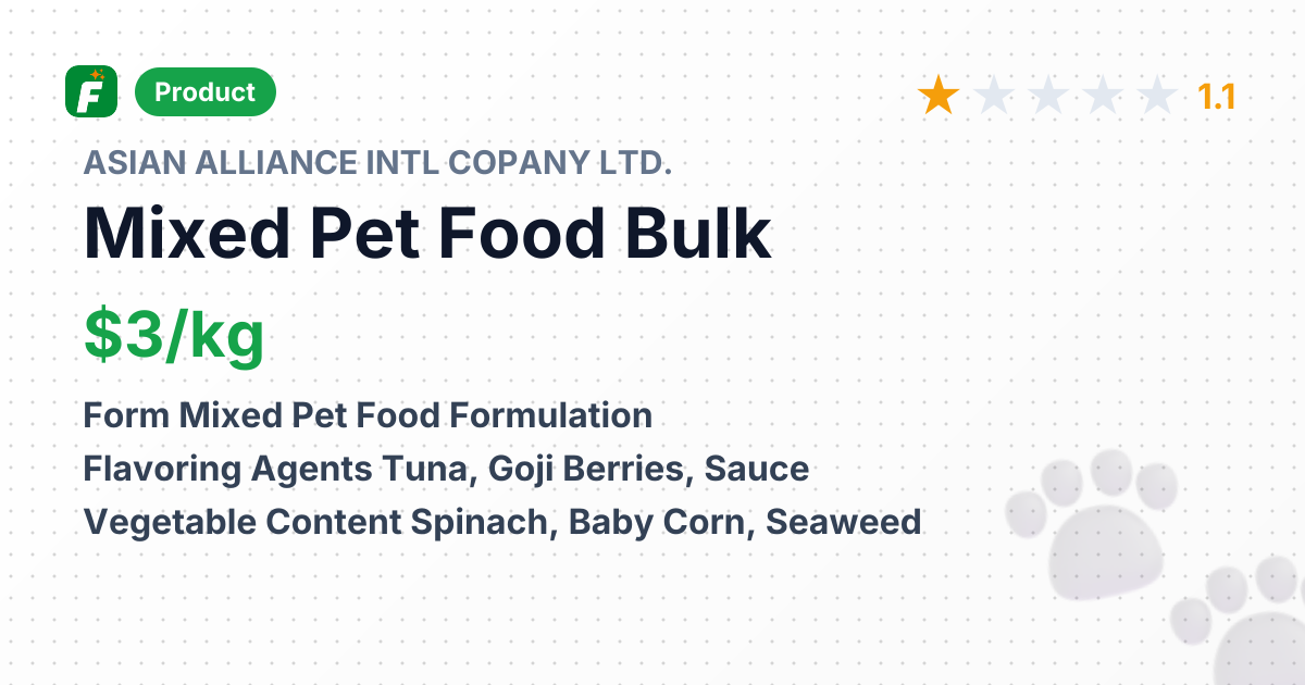 Mixed Pet Food with Chicken, Tuna, Duck, and Beef – product summary card, no photo uploaded yet