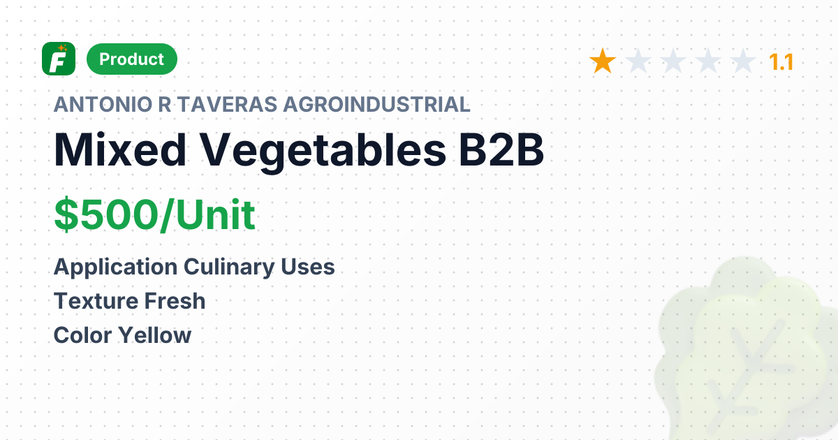 Mixed Vegetables and Herbs – product summary card, no photo uploaded yet