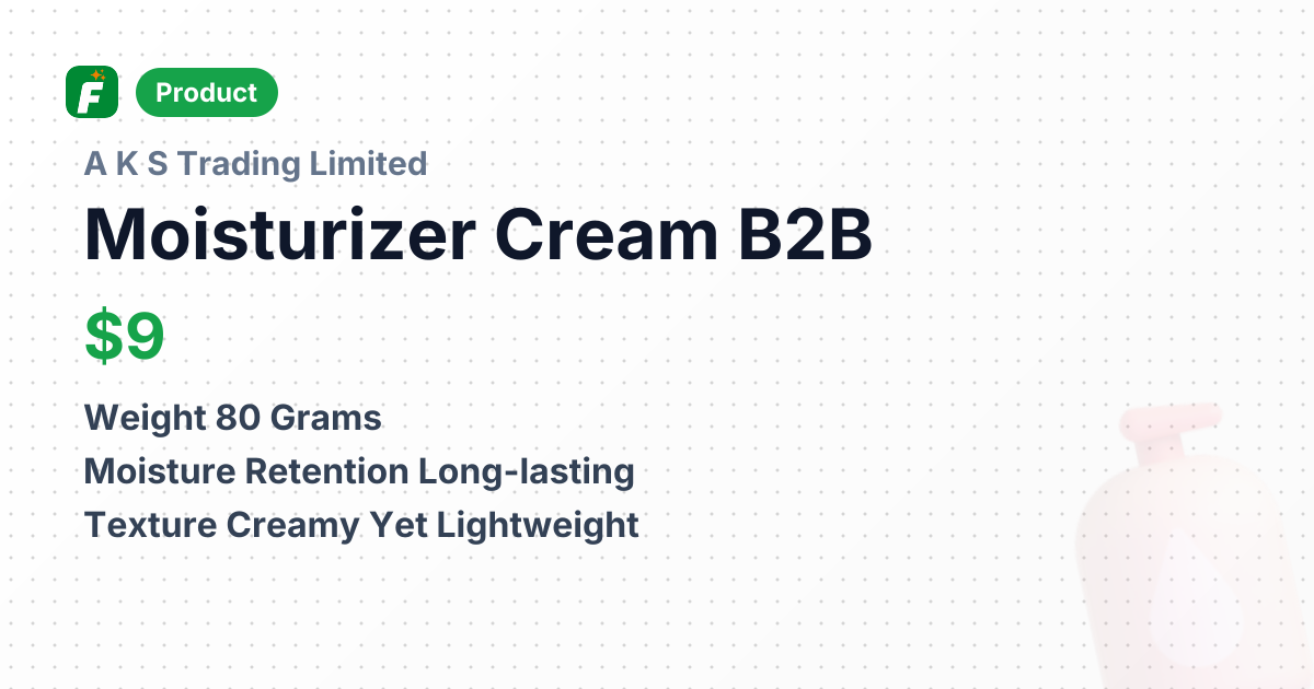Moisturizer Cream – product summary card, no photo uploaded yet