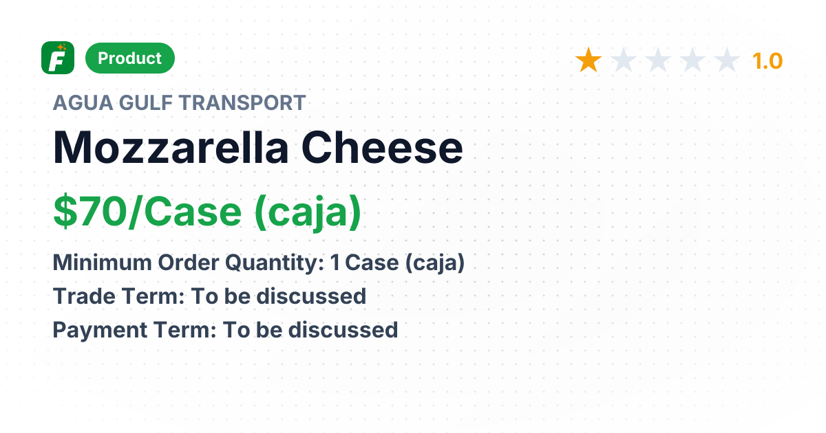 Mozzarella Cheese – product summary card, no photo uploaded yet