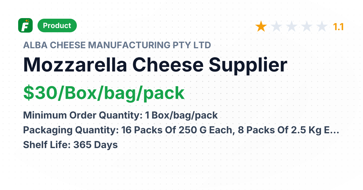 Mozzarella Cheese – product summary card, no photo uploaded yet