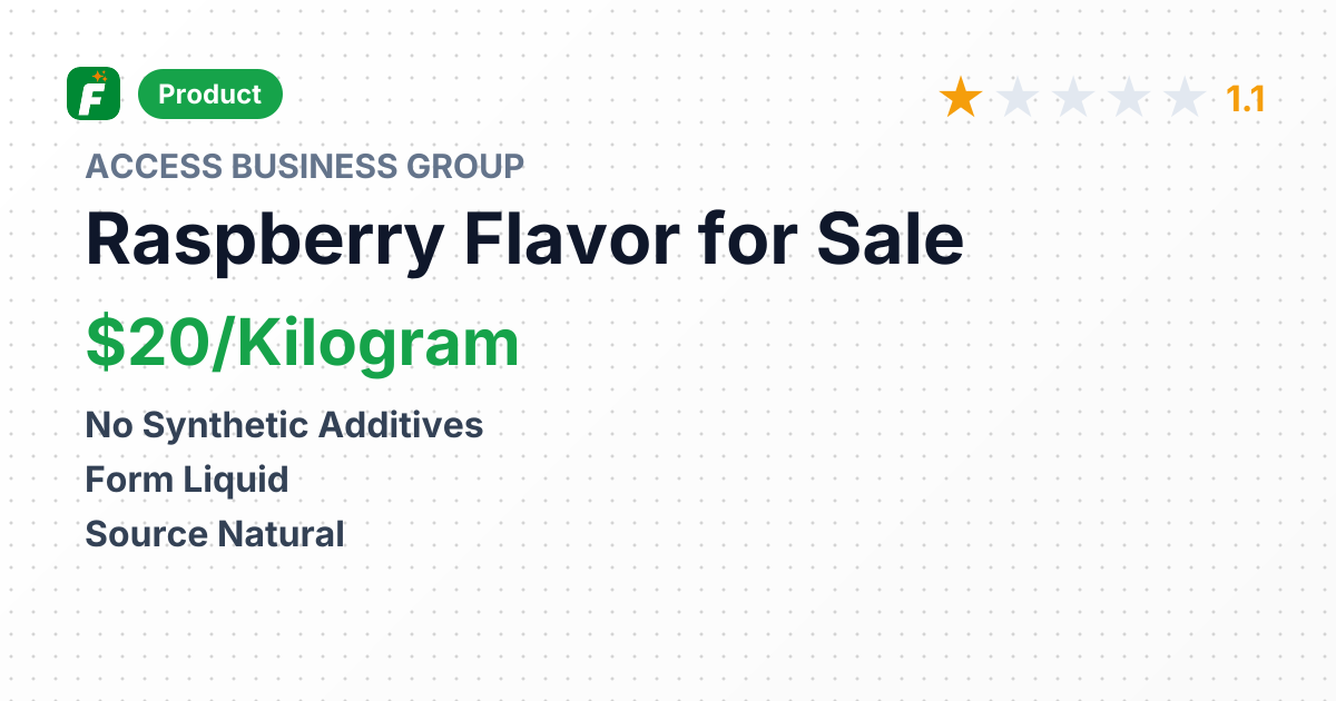Natural Raspberry Flavor – product summary card, no photo uploaded yet