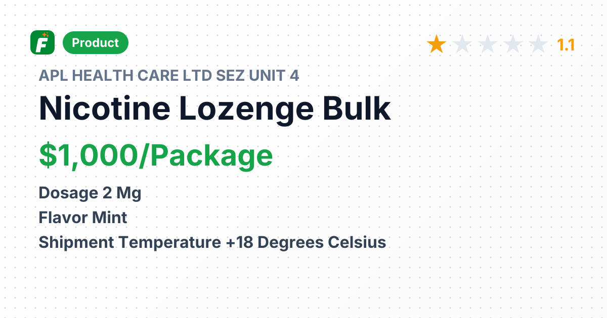 Nicotine Polacrilex Lozenge 2 mg Mint Flavor – product summary card, no photo uploaded yet