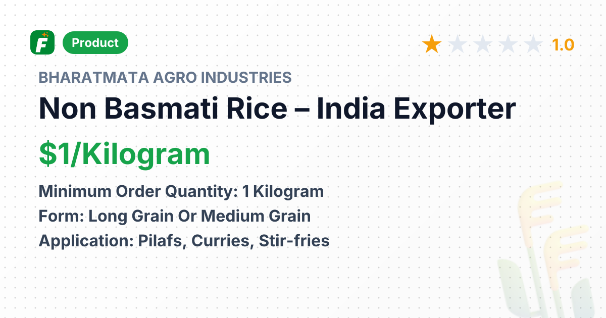 Non Basmati Rice – product summary card, no photo uploaded yet