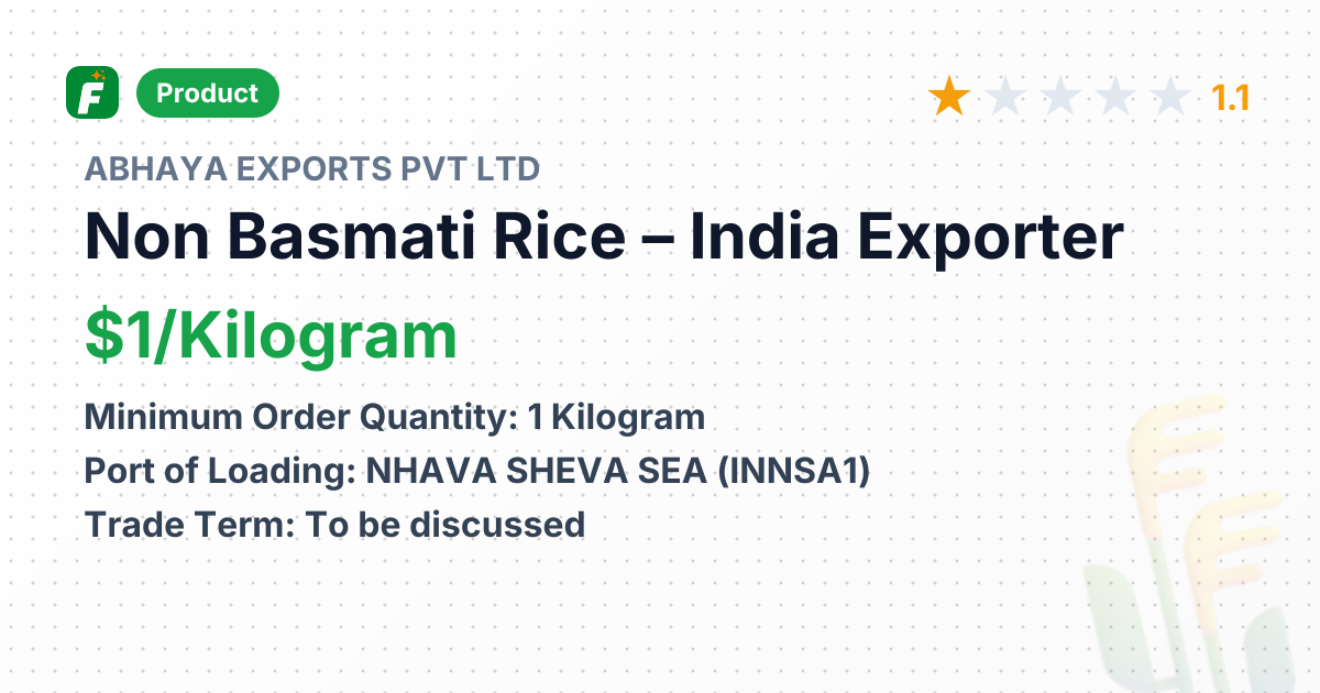 Non Basmati Rice – product summary card, no photo uploaded yet