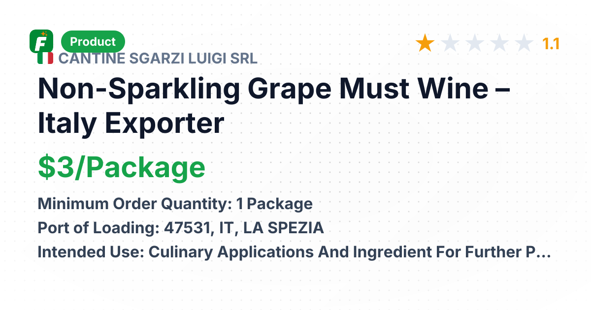Non-Sparkling Grape Must Wine – product summary card, no photo uploaded yet