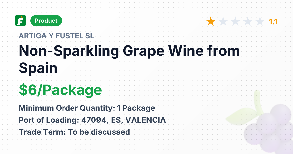 Non-Sparkling Grape Wine – product summary card, no photo uploaded yet