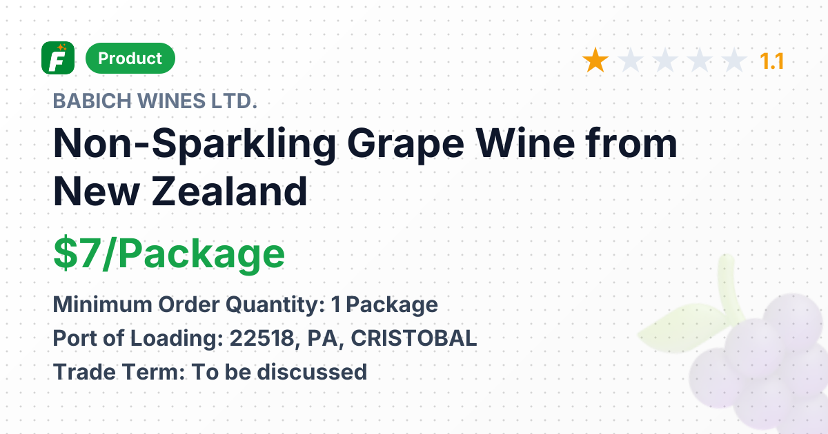 Non-Sparkling Grape Wine – product summary card, no photo uploaded yet