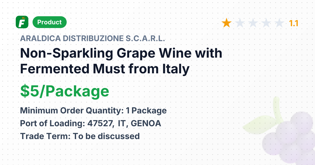 Non-Sparkling Grape Wine with Fermented Must – product summary card, no photo uploaded yet