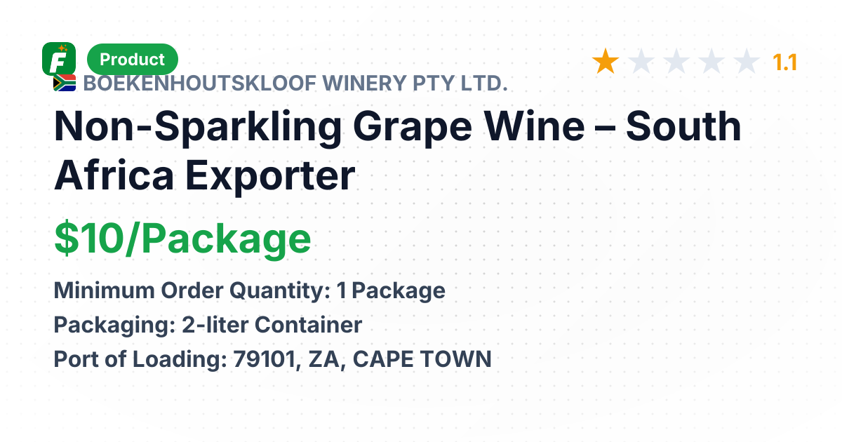 Non-Sparkling Grape Wine – product summary card, no photo uploaded yet