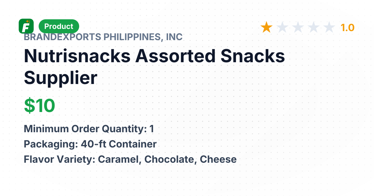 Nutrisnacks Assorted Snacks – product summary card, no photo uploaded yet