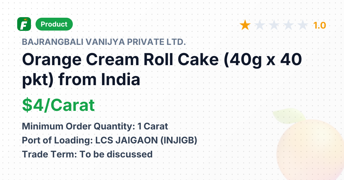 Orange Cream Roll Cake (40g x 40 pkt) – product summary card, no photo uploaded yet