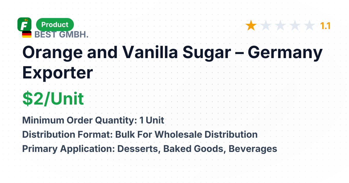 Orange and Vanilla Sugar – product summary card, no photo uploaded yet